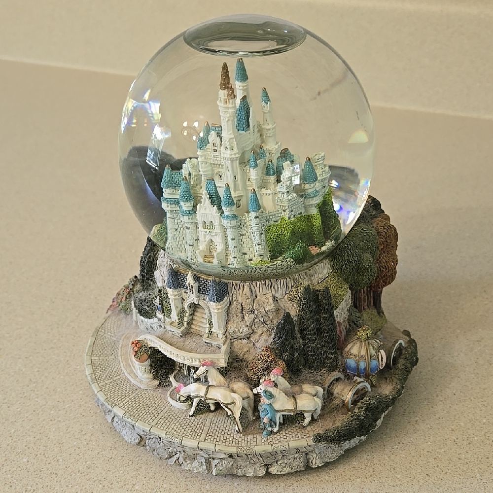Cinderlella Enchanted Castle Snow Globe with Blue Accents Vintage